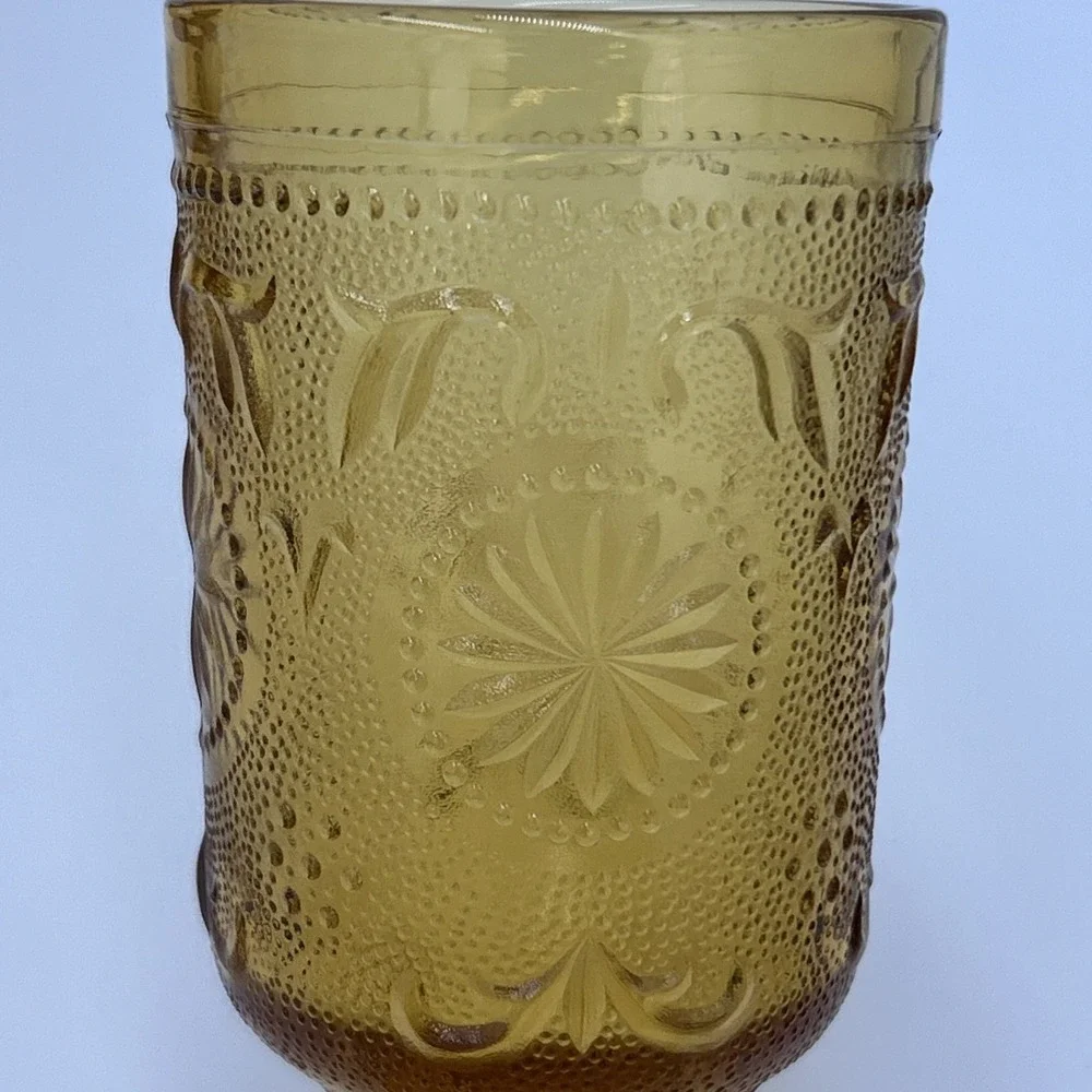 4‎ Tiara Brockway Concord Daisy Sandwich Amber Indiana Glass 6.25